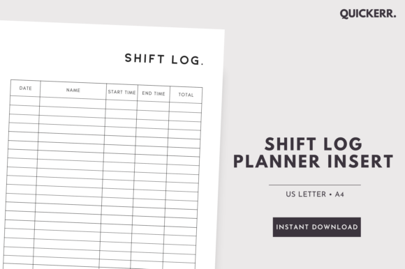 Download Shift Log Printable Planner Insert - Premium Resources